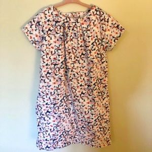 Lands' End Kids Floral Print Short-Sleeve Dress, Pink/Blue, Sz 8, Great Condit